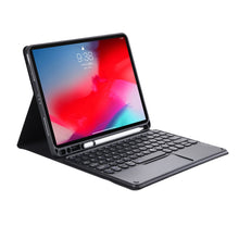 YT098B-A Detachable Candy Color Skin Feel Texture Round Keycap Bluetooth Keyboard Leather Case with Touch Control For  iPad Air 4 10.9 2020 / Air 5 10.9 2022 (Black)