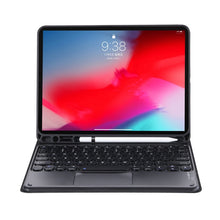 YT098B-A Detachable Candy Color Skin Feel Texture Round Keycap Bluetooth Keyboard Leather Case with Touch Control For  iPad Air 4 10.9 2020 / Air 5 10.9 2022 (Black)
