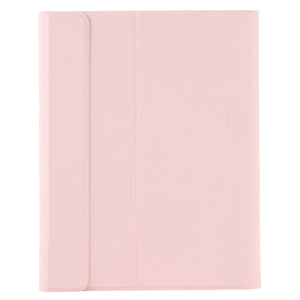 YT098B-A Detachable Candy Color Skin Feel Texture Round Keycap Bluetooth Keyboard Leather Case with Touch Control For  iPad Air 4 10.9 2020 / Air 5 10.9 2022 (Pink)