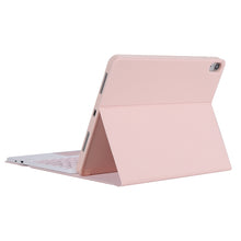 YT098B-A Detachable Candy Color Skin Feel Texture Round Keycap Bluetooth Keyboard Leather Case with Touch Control For  iPad Air 4 10.9 2020 / Air 5 10.9 2022 (Pink)
