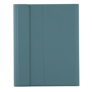 YT098B-A Detachable Candy Color Skin Feel Texture Round Keycap Bluetooth Keyboard Leather Case with Touch Control For  iPad Air 4 10.9 2020 / Air 5 10.9 2022 (Dark Green)