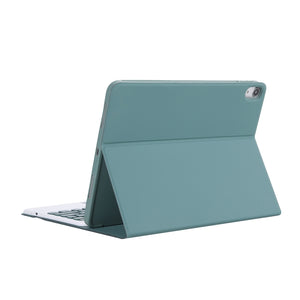 YT098B-A Detachable Candy Color Skin Feel Texture Round Keycap Bluetooth Keyboard Leather Case with Touch Control For  iPad Air 4 10.9 2020 / Air 5 10.9 2022 (Dark Green)