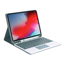 YT098B-A Detachable Candy Color Skin Feel Texture Round Keycap Bluetooth Keyboard Leather Case with Touch Control For  iPad Air 4 10.9 2020 / Air 5 10.9 2022 (Dark Green)