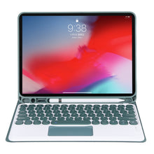 YT098B-A Detachable Candy Color Skin Feel Texture Round Keycap Bluetooth Keyboard Leather Case with Touch Control For  iPad Air 4 10.9 2020 / Air 5 10.9 2022 (Dark Green)