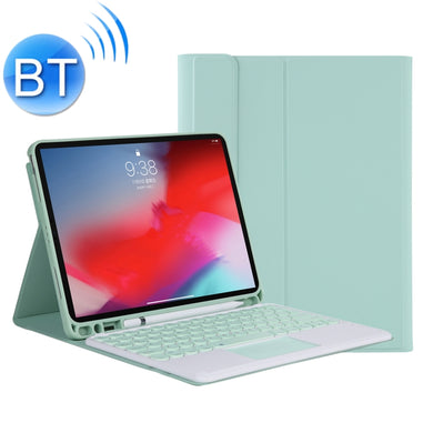YT098B-A Detachable Candy Color Skin Feel Texture Round Keycap Bluetooth Keyboard Leather Case with Touch Control For  iPad Air 4 10.9 2020 / Air 5 10.9 2022 (Light Green)