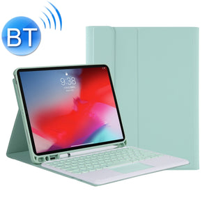 YT098B-A Detachable Candy Color Skin Feel Texture Round Keycap Bluetooth Keyboard Leather Case with Touch Control For  iPad Air 4 10.9 2020 / Air 5 10.9 2022 (Light Green)