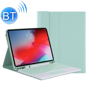 YT102B-A Detachable Candy Color Skin Feel Texture Round Keycap Bluetooth Keyboard Leather Case with Touch Control For iPad 10.2 2020 & 2019 / Air 2019 / Pro 10.5 inch(Light Green)