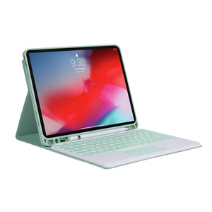 YT102B-A Detachable Candy Color Skin Feel Texture Round Keycap Bluetooth Keyboard Leather Case with Touch Control For iPad 10.2 2020 & 2019 / Air 2019 / Pro 10.5 inch(Light Green)