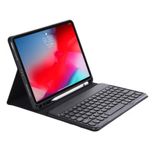 YT098B Detachable Candy Color Skin Feel Texture Round Keycap Bluetooth Keyboard Leather Case For iPad Air 4 10.9 2020 / Air 5 10.9 2022 (Black)