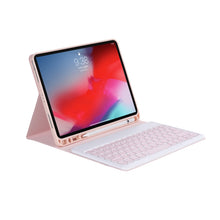 YT098B Detachable Candy Color Skin Feel Texture Round Keycap Bluetooth Keyboard Leather Case For iPad Air 4 10.9 2020 / Air 5 10.9 2022 (Pink)