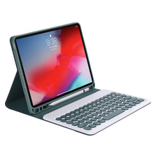 YT098B Detachable Candy Color Skin Feel Texture Round Keycap Bluetooth Keyboard Leather Case For iPad Air 4 10.9 2020 / Air 5 10.9 2022 (Dark Green)