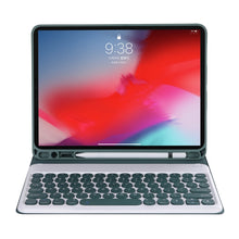 YT098B Detachable Candy Color Skin Feel Texture Round Keycap Bluetooth Keyboard Leather Case For iPad Air 4 10.9 2020 / Air 5 10.9 2022 (Dark Green)