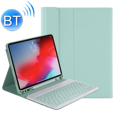YT098B Detachable Candy Color Skin Feel Texture Round Keycap Bluetooth Keyboard Leather Case For iPad Air 4 10.9 2020 / Air 5 10.9 2022 (Light Green)