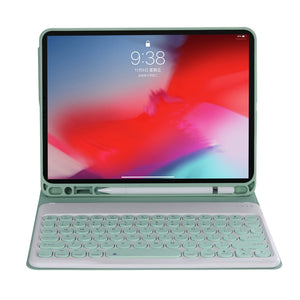 YT102B Detachable Candy Color Skin Feel Texture Round Keycap Bluetooth Keyboard Leather Case For iPad 10.2 2020 & 2019 / Air 2019 / Pro 10.5 inch(Light Green)