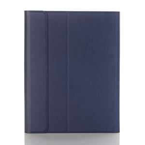 YA102B Detachable Lambskin Texture Round Keycap Bluetooth Keyboard Leather Tablet Case with Pen Slot & Stand For iPad 10.2 (2020) & (2019) / Air 3 10.5 inch / Pro 10.5 inch(Dark Blue)