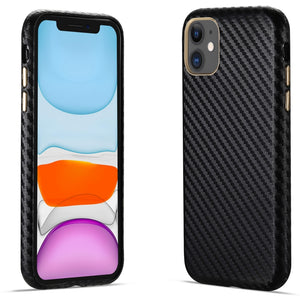 For iPhone 11 Carbon Fiber Leather Texture Kevlar Anti-fall Phone Protective Case (Black)