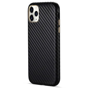 For iPhone 11 Pro Carbon Fiber Leather Texture Kevlar Anti-fall Phone Protective Case (Black)