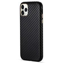 For iPhone 11 Pro Max Carbon Fiber Leather Texture Kevlar Anti-fall Phone Protective Case (Black)