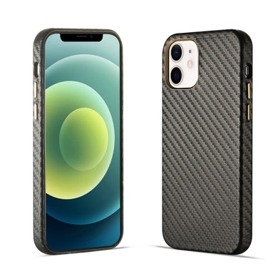 For iPhone 12 Carbon Fiber Leather Texture Kevlar Anti-fall Phone Protective Case(Grey)