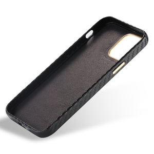 For iPhone 12 Pro Max Carbon Fiber Leather Texture Kevlar Anti-fall Phone Protective Case(Black)