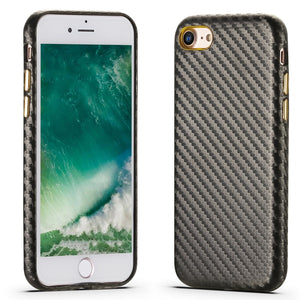For iPhone SE 2022 / SE 2020 / 8 / 7 Carbon Fiber Leather Texture Kevlar Anti-fall Phone Protective Case(Grey)