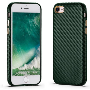 For iPhone SE 2022 / SE 2020 / 8 / 7 Carbon Fiber Leather Texture Kevlar Anti-fall Phone Protective Case(Green)