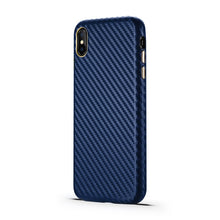 For iPhone X / XS Carbon Fiber Leather Texture Kevlar Anti-fall Phone Protective Case(Blue)