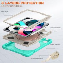 Silicone + PC Protective Case with Holder & Shoulder Strap For iPad Air 2022 / 2020 10.9(Mint Green)