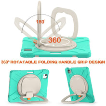 Silicone + PC Protective Case with Holder & Shoulder Strap For iPad Air 2022 / 2020 10.9(Mint Green)