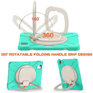 Silicone + PC Protective Case with Holder & Shoulder Strap For iPad Air 2022 / 2020 10.9(Mint Green)