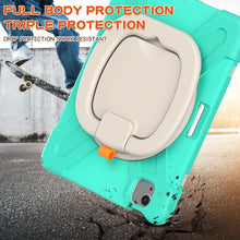 Silicone + PC Protective Case with Holder & Shoulder Strap For iPad Air 2022 / 2020 10.9(Mint Green)