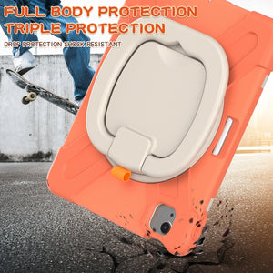 Silicone + PC Protective Case with Holder & Shoulder Strap For iPad Air 2022 / 2020 10.9(Coral Orange)