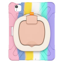 Silicone + PC Protective Case with Holder & Shoulder Strap For iPad Air 2022 / 2020 10.9(Colorful Pink)