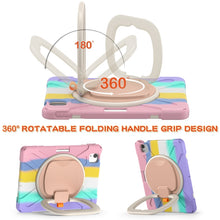 Silicone + PC Protective Case with Holder & Shoulder Strap For iPad Air 2022 / 2020 10.9(Colorful Pink)