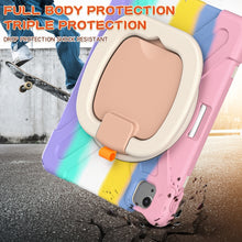 Silicone + PC Protective Case with Holder & Shoulder Strap For iPad Air 2022 / 2020 10.9(Colorful Pink)