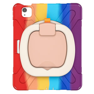 Silicone + PC Protective Case with Holder & Shoulder Strap For iPad Air 2022 / 2020 10.9(Colorful Red)