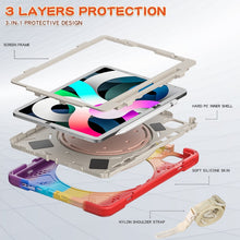 Silicone + PC Protective Case with Holder & Shoulder Strap For iPad Air 2022 / 2020 10.9(Colorful Red)
