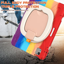 Silicone + PC Protective Case with Holder & Shoulder Strap For iPad Air 2022 / 2020 10.9(Colorful Red)