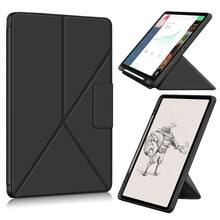 For iPad Pro 12.9 2022 / 2021Cloth Texture Multi-folding Horizontal Flip PU Leather Shockproof Tablet Case with Holder & Sleep / Wake-up Function(Black)