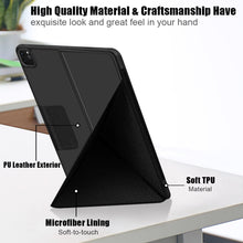 For iPad Pro 12.9 2022 / 2021Cloth Texture Multi-folding Horizontal Flip PU Leather Shockproof Tablet Case with Holder & Sleep / Wake-up Function(Black)