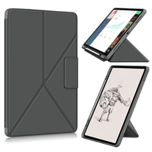 For iPad Pro 12.9 2022 / 2021Cloth Texture Multi-folding Horizontal Flip PU Leather Shockproof Tablet Case with Holder & Sleep / Wake-up Function(Grey)