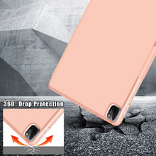 For iPad Pro 12.9 2022 / 2021Cloth Texture Multi-folding Horizontal Flip PU Leather Shockproof Tablet Case with Holder & Sleep / Wake-up Function(Rose Gold)