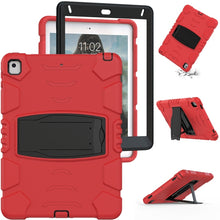 3-Layer Protection  Screen Frame + PC + Silicone Shockproof Combination Case with Holder For iPad 9.7 (2018) / (2017) / Air 2 / Pro 9.7(Red+Black)
