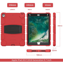 3-Layer Protection  Screen Frame + PC + Silicone Shockproof Combination Case with Holder For iPad 9.7 (2018) / (2017) / Air 2 / Pro 9.7(Red+Black)