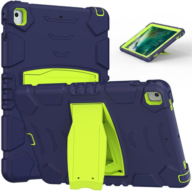 3-Layer Protection  Screen Frame + PC + Silicone Shockproof Combination Case with Holder For iPad 9.7 (2018) / (2017) / Air 2 / Pro 9.7(NavyBlue+Lime)