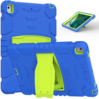 3-Layer Protection  Screen Frame + PC + Silicone Shockproof Combination Case with Holder For iPad 9.7 (2018) / (2017) / Air 2 / Pro 9.7(Blue+Lime)