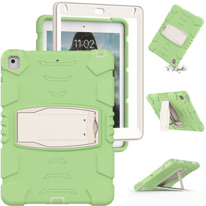 3-Layer Protection  Screen Frame + PC + Silicone Shockproof Combination Case with Holder For iPad 9.7 (2018) / (2017) / Air 2 / Pro 9.7(Matcha Green)