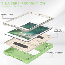 3-Layer Protection  Screen Frame + PC + Silicone Shockproof Combination Case with Holder For iPad 9.7 (2018) / (2017) / Air 2 / Pro 9.7(Matcha Green)