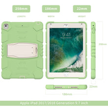 3-Layer Protection  Screen Frame + PC + Silicone Shockproof Combination Case with Holder For iPad 9.7 (2018) / (2017) / Air 2 / Pro 9.7(Matcha Green)