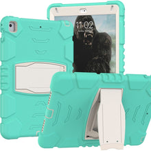 3-Layer Protection  Screen Frame + PC + Silicone Shockproof Combination Case with Holder For iPad 9.7 (2018) / (2017) / Air 2 / Pro 9.7(Mint Green)